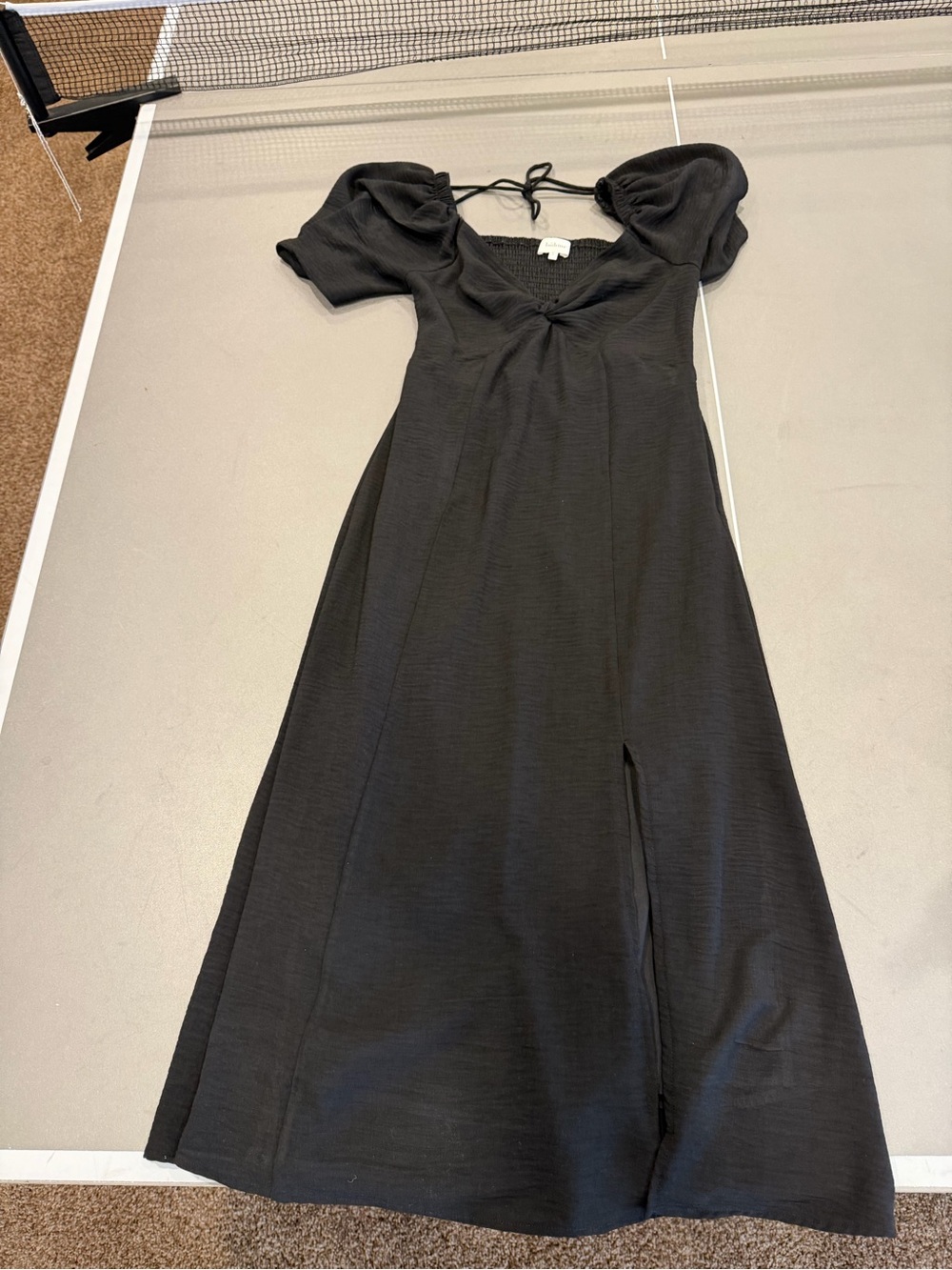 Bhome Black Maddox Puff-Sleeve Midi Dress